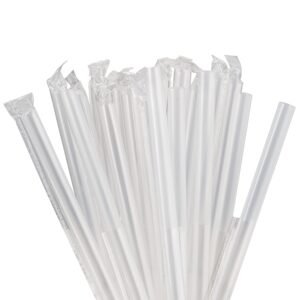 7-3/4" Plastic Straw Jumbo Paper-wrapped Clear 9600/case)