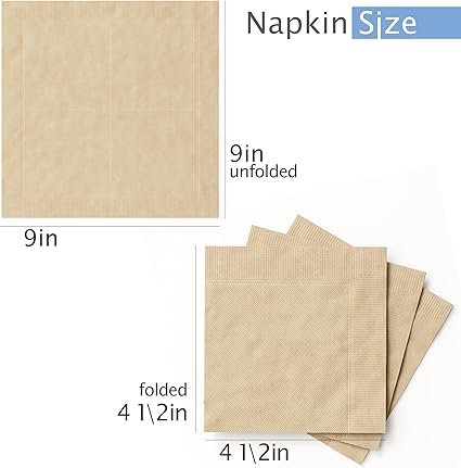 9" X 9" Brown 1-ply 1/4 Fold Cocktail Napkin 4000/case)