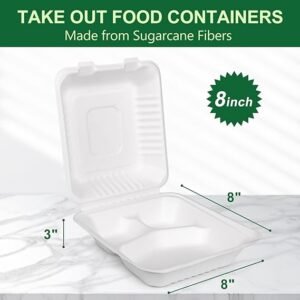 8" X 8" Clamshell Mfpp Container 3-compartment Corner Lock 150/case)