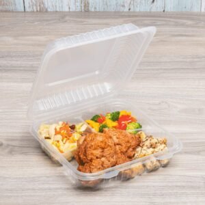 9" X 9" X 3" Clear Pet Plastic Hinged-lid Take-out Container 200/case)