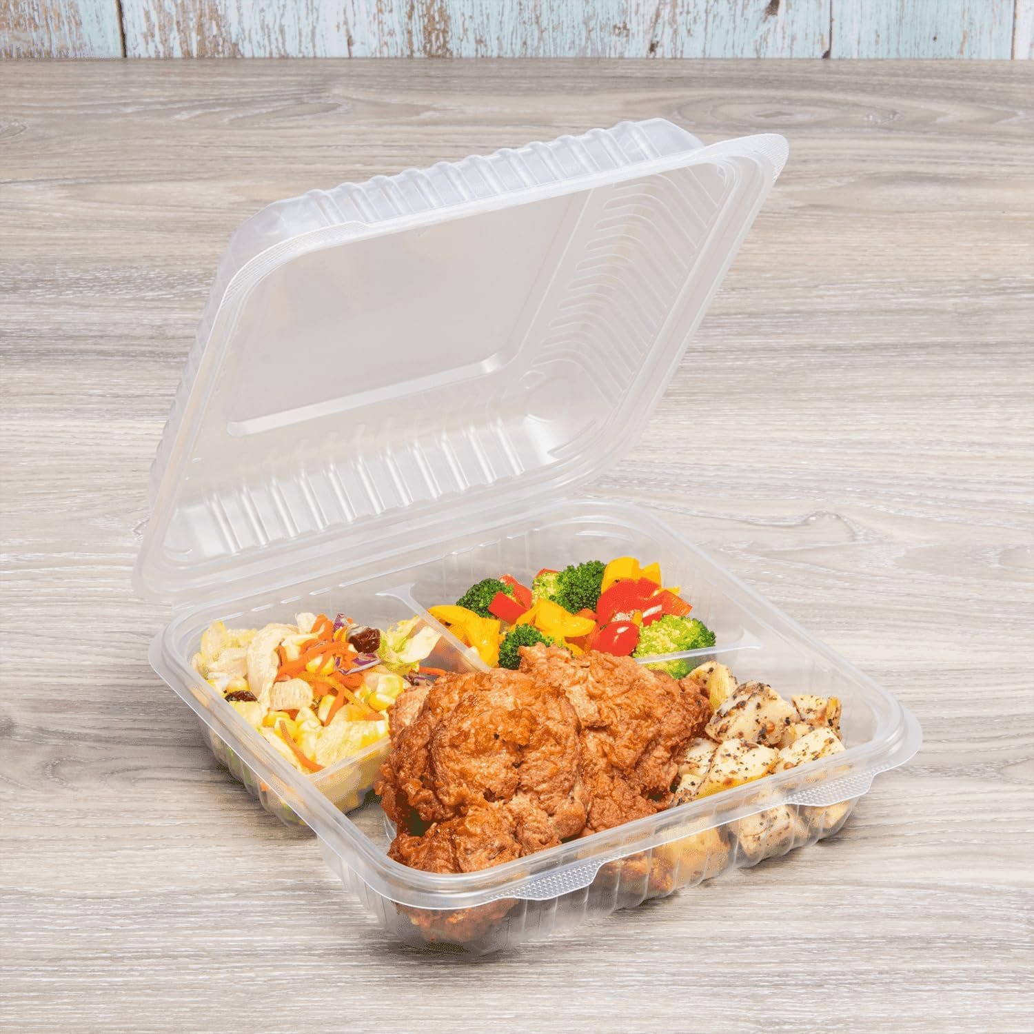 9" X 9" X 3" Clear Pet Plastic Hinged-lid Take-out Container 200/case)