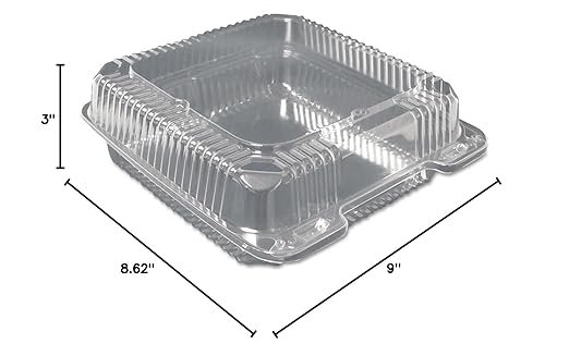 9" X 9" X 3" Clear Pet Plastic Hinged-lid Take-out Container 200/case)