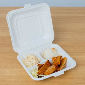 8.25" X 7.55" Clamshell Mfpp Container 3-compartment Center Slide Lock 150/case)