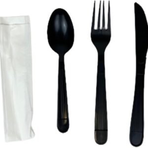 Heavy Weight Cutlery Black Set 7" Fork, Knife, Spoon, Napkin 250/case)