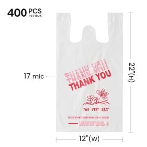Large T-shirt Bags 12" X 7" X 22" 17 Mic "thank You" 400/case)
