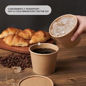 8 Oz Paper Ice Cream/soup Cup With Vented Paper Lid Combo Brown 250/cas
