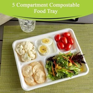 Plate Bagasse Rectangular Tray 5-compartment 500/case)