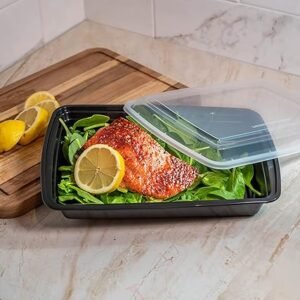 58 Oz Rectangular Microwaveable Container With Lid 150 Sets/case)